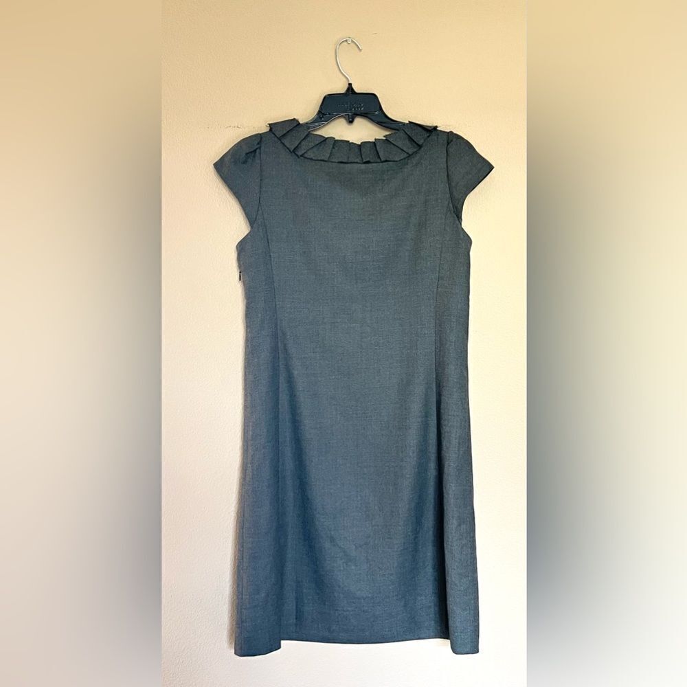 J. Crew Wool Blend Ruffle Neck Shift Dress - Picture 7 of 9